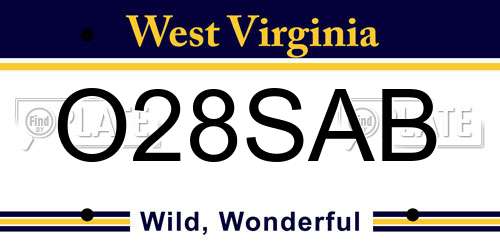 O28SAB West Virginia License Plate
