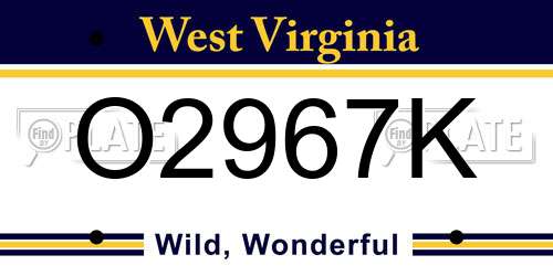 O2967K West Virginia License Plate