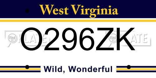 O296ZK West Virginia License Plate