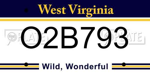 O2B793 West Virginia License Plate