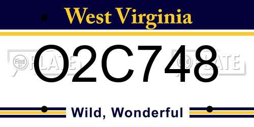O2C748 West Virginia License Plate