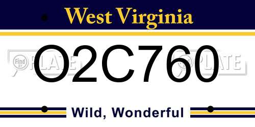 O2C760 West Virginia License Plate