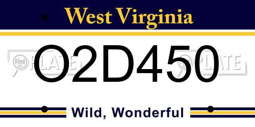 O2D450 West Virginia License Plate