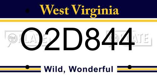 O2D844 West Virginia License Plate