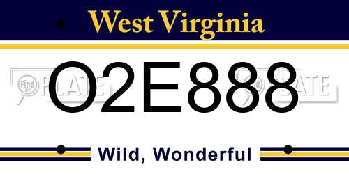 O2E888 West Virginia License Plate