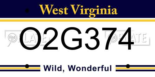 O2G374 West Virginia License Plate
