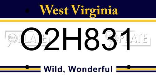 O2H831 West Virginia License Plate