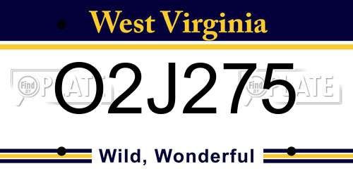 O2J275 West Virginia License Plate
