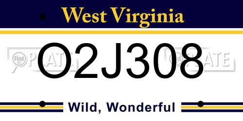 O2J308 West Virginia License Plate