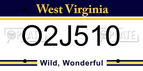 O2J510 West Virginia License Plate