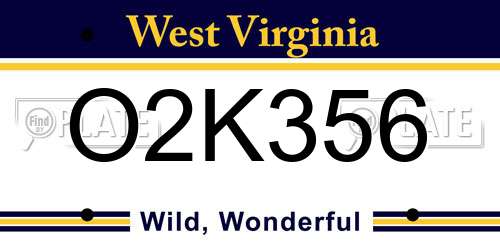 O2K356 West Virginia License Plate