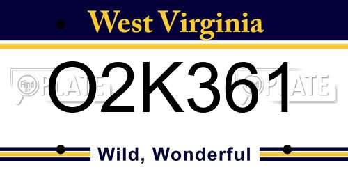 O2K361 West Virginia License Plate