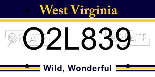 O2L839 West Virginia License Plate