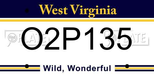 O2P135 West Virginia License Plate
