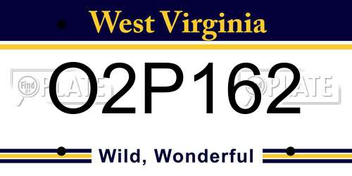O2P162 West Virginia License Plate