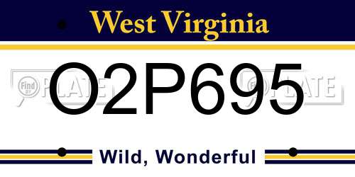 O2P695 West Virginia License Plate