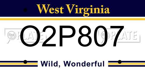 O2P807 West Virginia License Plate