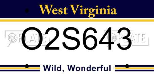 O2S643 West Virginia License Plate