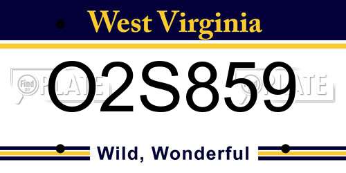 O2S859 West Virginia License Plate