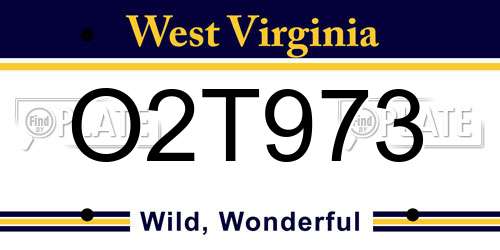 O2T973 West Virginia License Plate