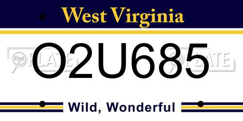 O2U685 West Virginia License Plate