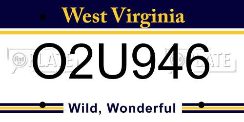 O2U946 West Virginia License Plate
