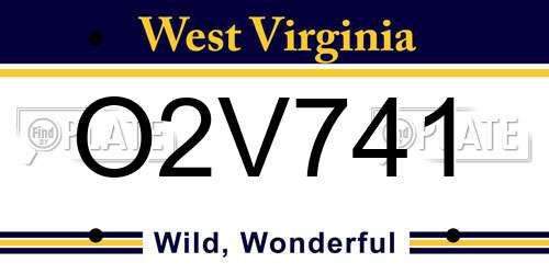 O2V741 West Virginia License Plate
