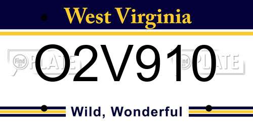 O2V910 West Virginia License Plate