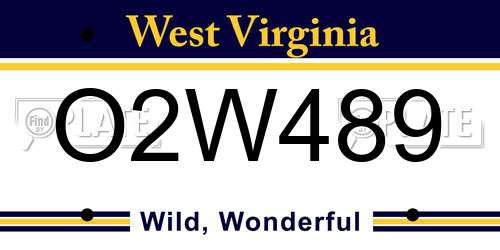 O2W489 West Virginia License Plate