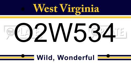 O2W534 West Virginia License Plate