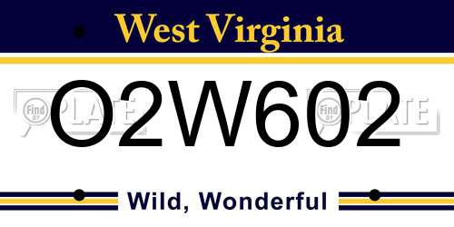O2W602 West Virginia License Plate