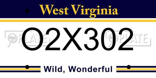 O2X302 West Virginia License Plate