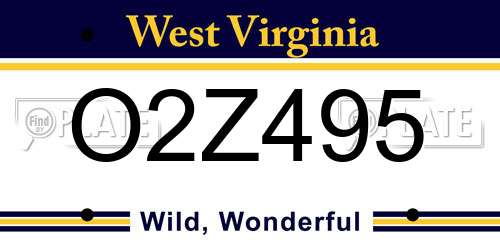 O2Z495 West Virginia License Plate