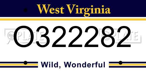 O322282 West Virginia License Plate