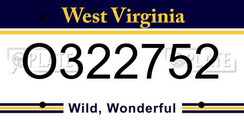 O322752 West Virginia License Plate