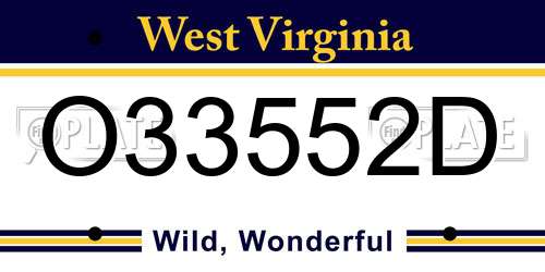 O33552D West Virginia License Plate