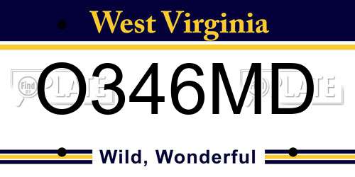 O346MD West Virginia License Plate