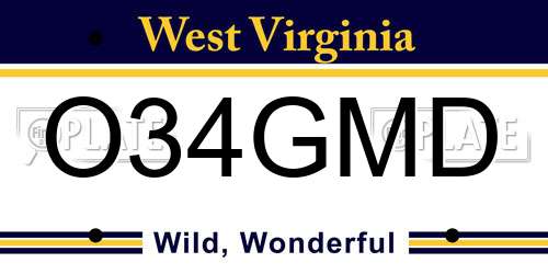 O34GMD West Virginia License Plate
