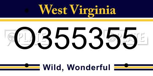 O355355 West Virginia License Plate