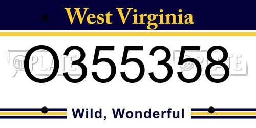 O355358 West Virginia License Plate