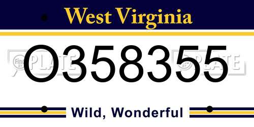 O358355 West Virginia License Plate