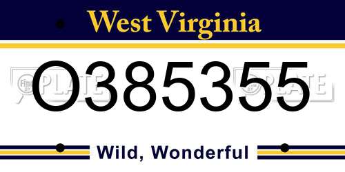 O385355 West Virginia License Plate