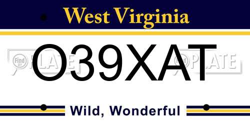 O39XAT West Virginia License Plate