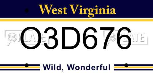 O3D676 West Virginia License Plate