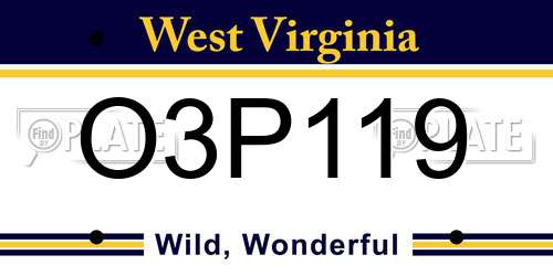 O3P119 West Virginia License Plate