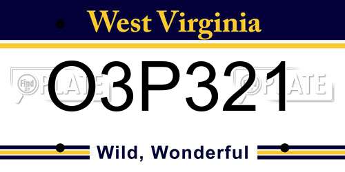 O3P321 West Virginia License Plate