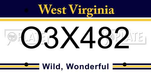 O3X482 West Virginia License Plate