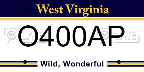 O400AP West Virginia License Plate