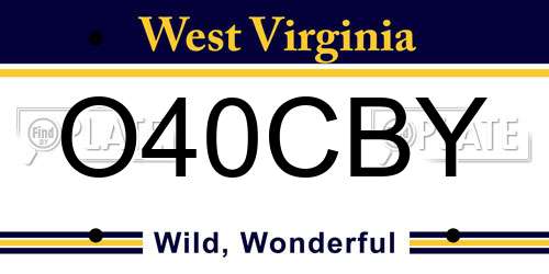O40CBY West Virginia License Plate