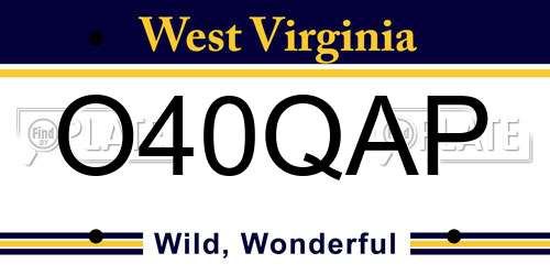 O40QAP West Virginia License Plate
